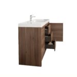 60" Walnut Freestanding Single Sink Bathroom Vanity with White Polymarble Countertop - Image 4