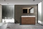 60" Walnut Freestanding Single Sink Bathroom Vanity with White Polymarble Countertop - Image 6
