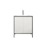 30" White & Black Frame Freestanding Single Sink Bathroom Vanity with White Ceramic Countertop - Image 2