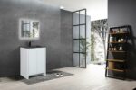 24" Glossy White Freestanding Bathroom Vanity with Black Engineered Quartz Countertop - Image 6