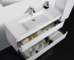 48" Glossy White Wall Mount Bathroom Vanity with White Polymarble Countertop - Image 4