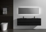 72" Black Wall Mount Double Sink Bathroom Vanity with Black Engineered Quartz Countertop - Image 2