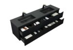72" Black Wall Mount Double Sink Bathroom Vanity with Black Engineered Quartz Countertop - Image 5