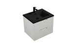 30" Glossy White Wall Mount Bathroom Vanity with Black Engineered Quartz Countertop - Image 3