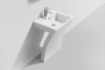 23" White Freestanding Pedestal Basin in Polymarble 7 Shape Collection - Image 4