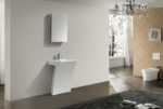 23" White Freestanding Pedestal Basin in Polymarble 7 Shape Collection - Image 5