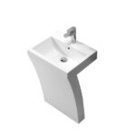 23" White Freestanding Pedestal Basin in Polymarble 7 Shape Collection - Image 3