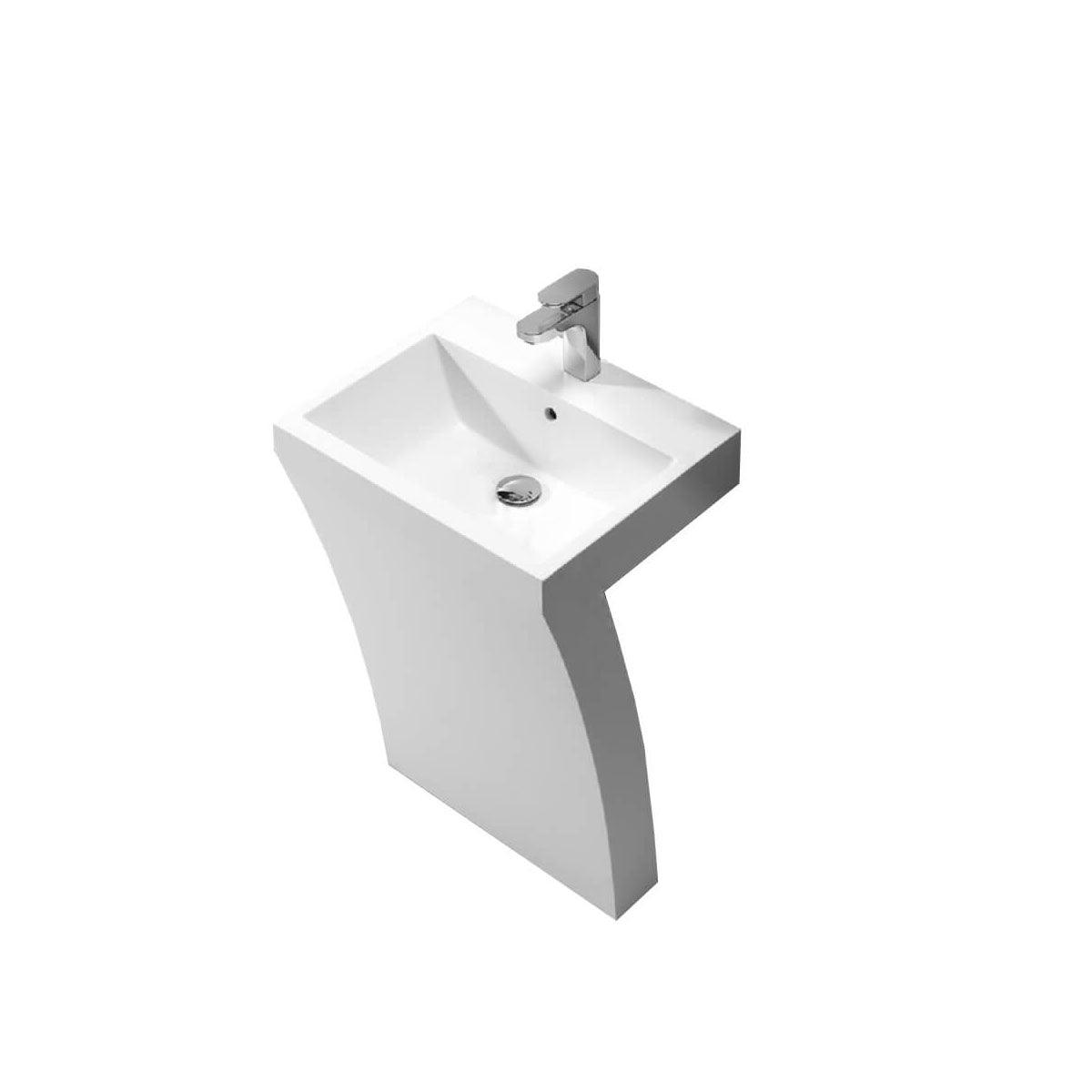 23" White Freestanding Pedestal Basin in Polymarble 7 Shape Collection – Image 2