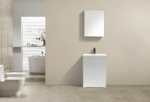 23" White Freestanding Pedestal Basin in Polymarble 7 Shape Collection - Image 6