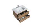30" Rough Oak Wall Mount Bathroom Vanity with White Polymarble Countertop - Image 5