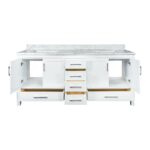 72" White Freestanding Double Sink Bathroom Vanity with Carrera Marble Countertop - Image 5