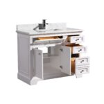 42" White Freestanding Bathroom Vanity with Calcutta Quartz Countertop - Image 5