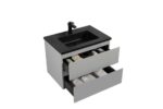 28" Grey Wall Mount Single Sink Bathroom Vanity with Black Engineered Quartz Countertop - Image 4