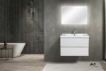 30" Glossy White Wall Mount Bathroom Vanity with White Polymarble Countertop - Image 5