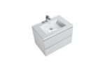 30" Glossy White Wall Mount Bathroom Vanity with White Polymarble Countertop - Image 2