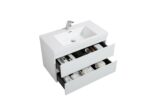 36" Glossy White Wall Mount Bathroom Vanity with White Polymarble Countertop - Image 5