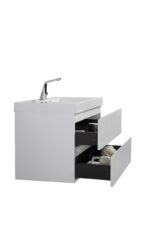 36" Glossy White Wall Mount Bathroom Vanity with White Polymarble Countertop - Image 6