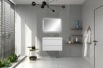 36" Glossy White Wall Mount Bathroom Vanity with White Polymarble Countertop - Image 8