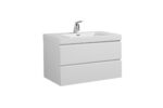 36" Glossy White Wall Mount Bathroom Vanity with White Polymarble Countertop - Image 4