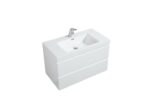 36" Glossy White Wall Mount Bathroom Vanity with White Polymarble Countertop - Image 3