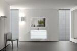 42" Glossy White Wall Mount Bathroom Vanity with White Polymarble Countertop - Image 4
