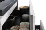 24" Grey Wall Mount Bathroom Vanity with Black Engineered Quartz Countertop - Image 8