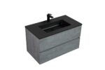 36" Charcoal Wall Mount Single Sink Bathroom Vanity with Black Engineered Quartz Countertop – Image 6