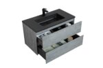36" Charcoal Wall Mount Single Sink Bathroom Vanity with Black Engineered Quartz Countertop – Image 7