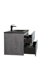 36" Charcoal Wall Mount Single Sink Bathroom Vanity with Black Engineered Quartz Countertop – Image 8