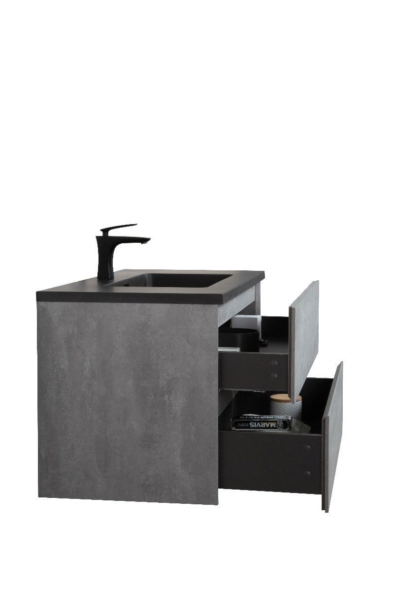 36" Charcoal Wall Mount Single Sink Bathroom Vanity with Black Engineered Quartz Countertop - Image 8