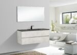 48" Grey Wall Mount Single Sink Bathroom Vanity with Black Engineered Quartz Countertop - Image 3