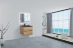 24" Rough Oak Wall Mount Bathroom Vanity with Black Engineered Quartz Countertop Edge - Image 6