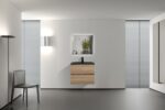 24" Rough Oak Wall Mount Bathroom Vanity with Black Engineered Quartz Countertop Edge - Image 7
