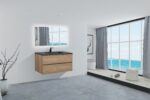 40" Rough Oak Wall Mount Bathroom Vanity with Black Engineered Quartz Countertop - Image 7
