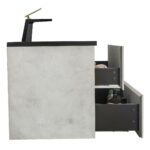 30" Grey Wall Mount Bathroom Vanity with Black Engineered Quartz Countertop - Image 6