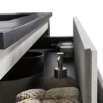 30" Grey Wall Mount Bathroom Vanity with Black Engineered Quartz Countertop - Image 7