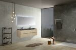 60" Wheat Wall Mount Double Sink Bathroom Vanity with Black Engineered Quartz Countertop – Image 3