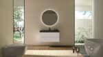 40" White Wall Mount Bathroom Vanity with Black Polymarble Countertop with White Sink - Image 5