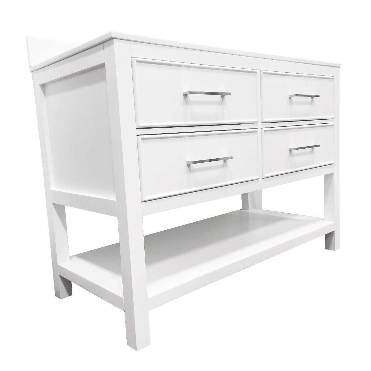 48" White Freestanding Single Sink Bathroom Vanity with White Glass Countertop Fiory – Image 3