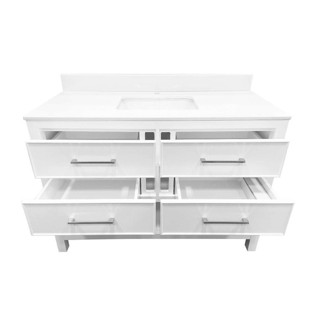 48" White Freestanding Single Sink Bathroom Vanity with White Glass Countertop Fiory - Image 7