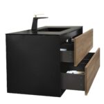 48" Black & Rough Oak Wall Mount Single Sink Bathroom Vanity with Black Engineered Quartz Countertop - Image 5