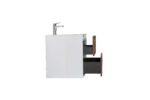 24" Walnut Wall Mount Vanity with White Polymarble Countertop - Image 5