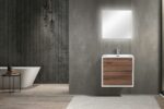 24" Walnut Wall Mount Vanity with White Polymarble Countertop - Image 6