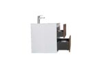 30" Walnut Wall Mount Vanity with White Polymarble Countertop - Image 5