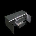 48" Glossy White Wall Mount Light-Up Bathroom Vanity with White Polymarble Countertop - Image 6