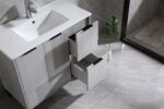 36" Cement Freestanding Bathroom Vanity with White Ceramic Countertop Odessa - Image 5