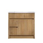 36" Frosted Oak Freestanding Bathroom Vanity with White Ceramic Countertop – Image 2
