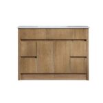 48" Frosted Oak Freestanding Single Sink Bathroom Vanity with White Ceramic Countertop – Image 2