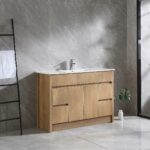 48" Frosted Oak Freestanding Single Sink Bathroom Vanity with White Ceramic Countertop – Image 3