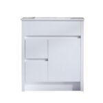 30" Glossy White Freestanding Bathroom Vanity with White Ceramic Countertop – Image 2